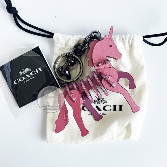 Coach Unicorn Bag Charm Small Pink Sparkles Rare NWOT - Picture 2 of 7